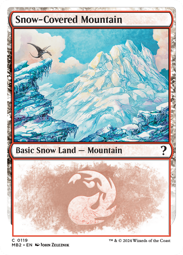 Snow-Covered Mountain (White Border) [Mystery Booster 2] | Cards and Coasters CA