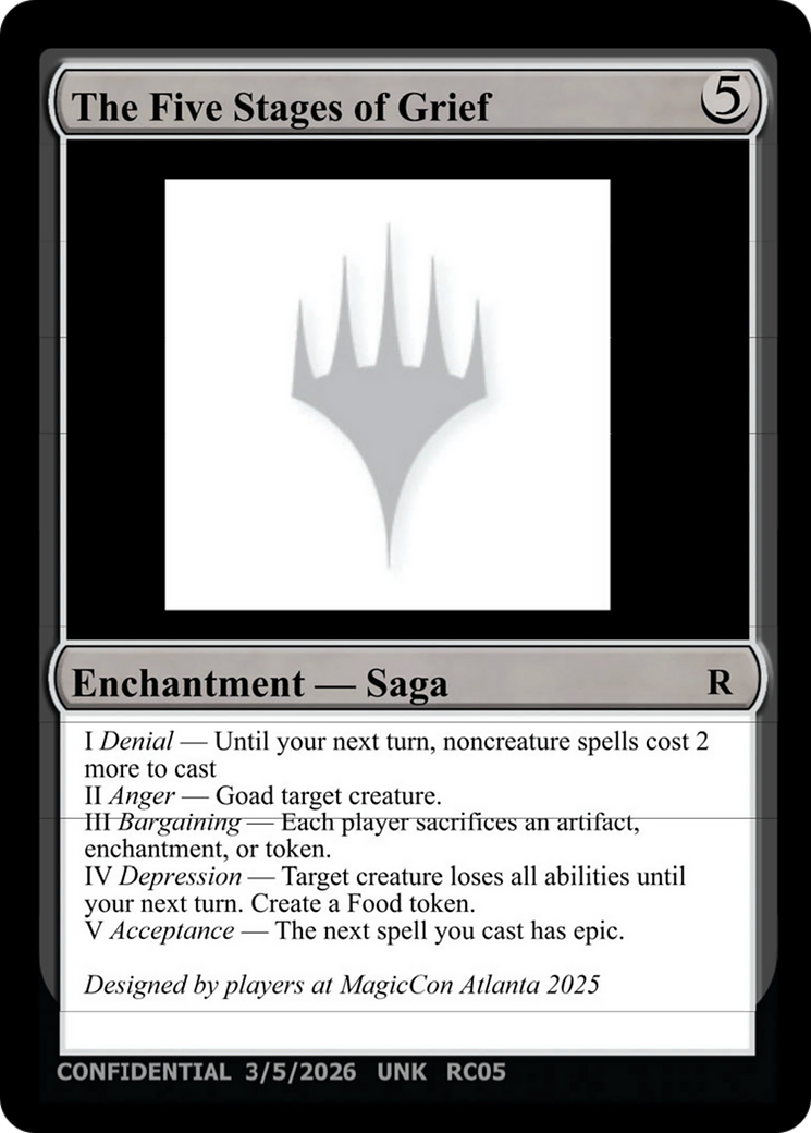 The Five Stages of Grief [Unknown Event] | Cards and Coasters CA