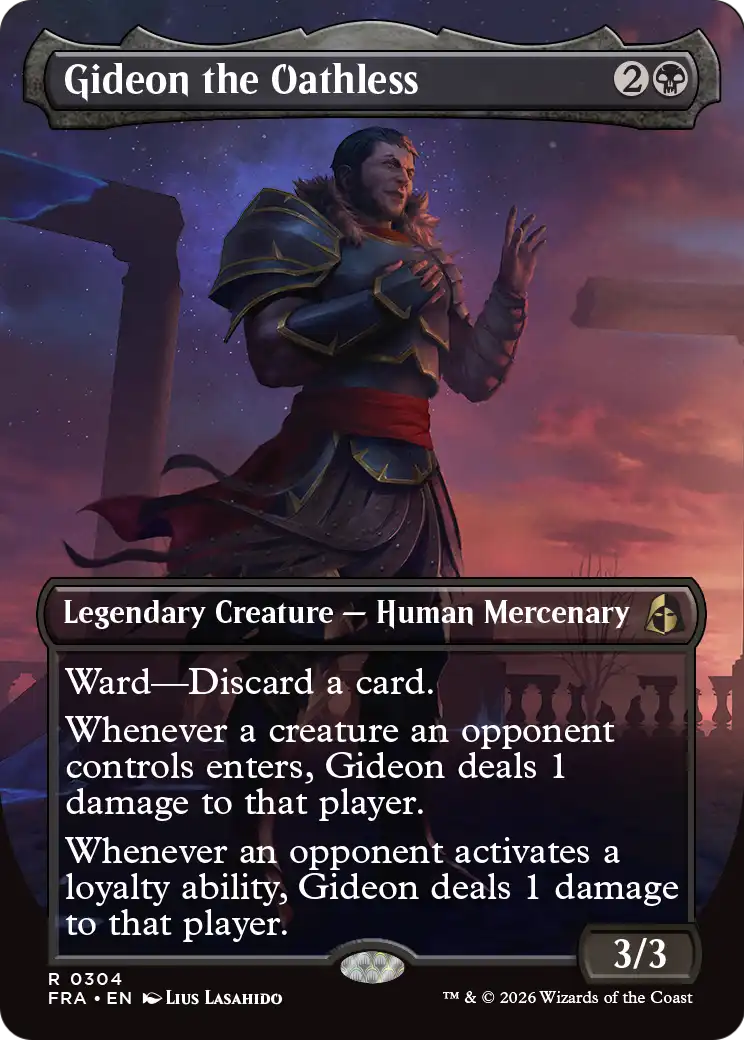 Gideon the Oathless (Borderless) [Reality Fracture] | Cards and Coasters CA