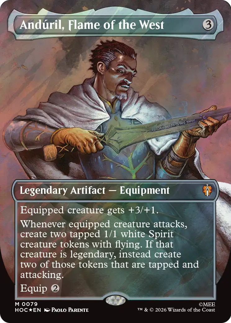 Anduril, Flame of the West (Borderless) (Surge Foil) [The Hobbit: Eternal-Legal] | Cards and Coasters CA