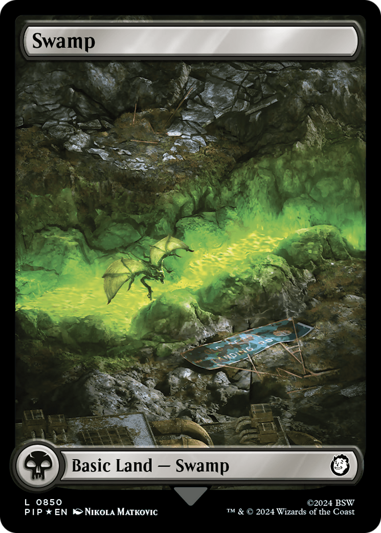 Swamp (0850) (Surge Foil) [Fallout] | Cards and Coasters CA