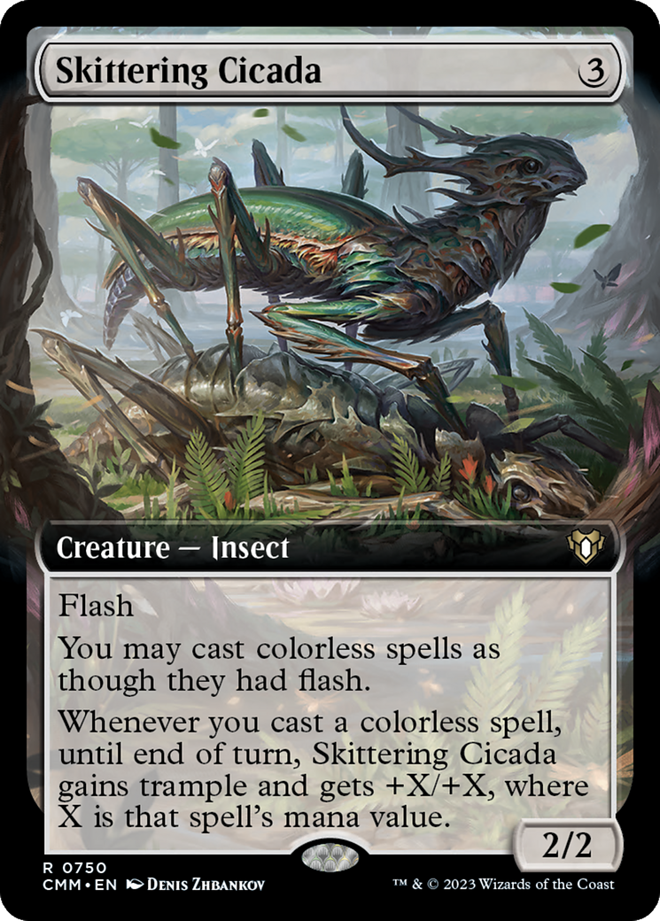 Skittering Cicada (Extended Art) [Commander Masters] | Cards and Coasters CA