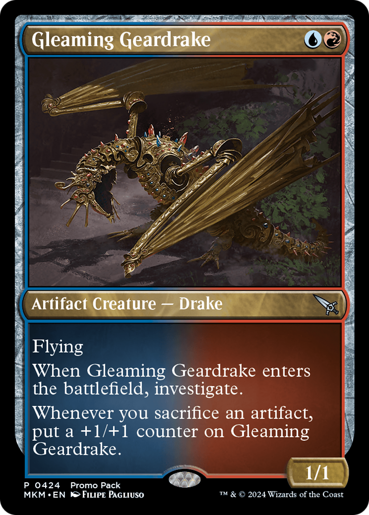 Gleaming Geardrake (Promo Pack) [Murders at Karlov Manor Promos] | Cards and Coasters CA