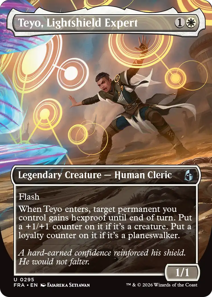 Teyo, Lightshield Expert (Borderless) [Reality Fracture] | Cards and Coasters CA