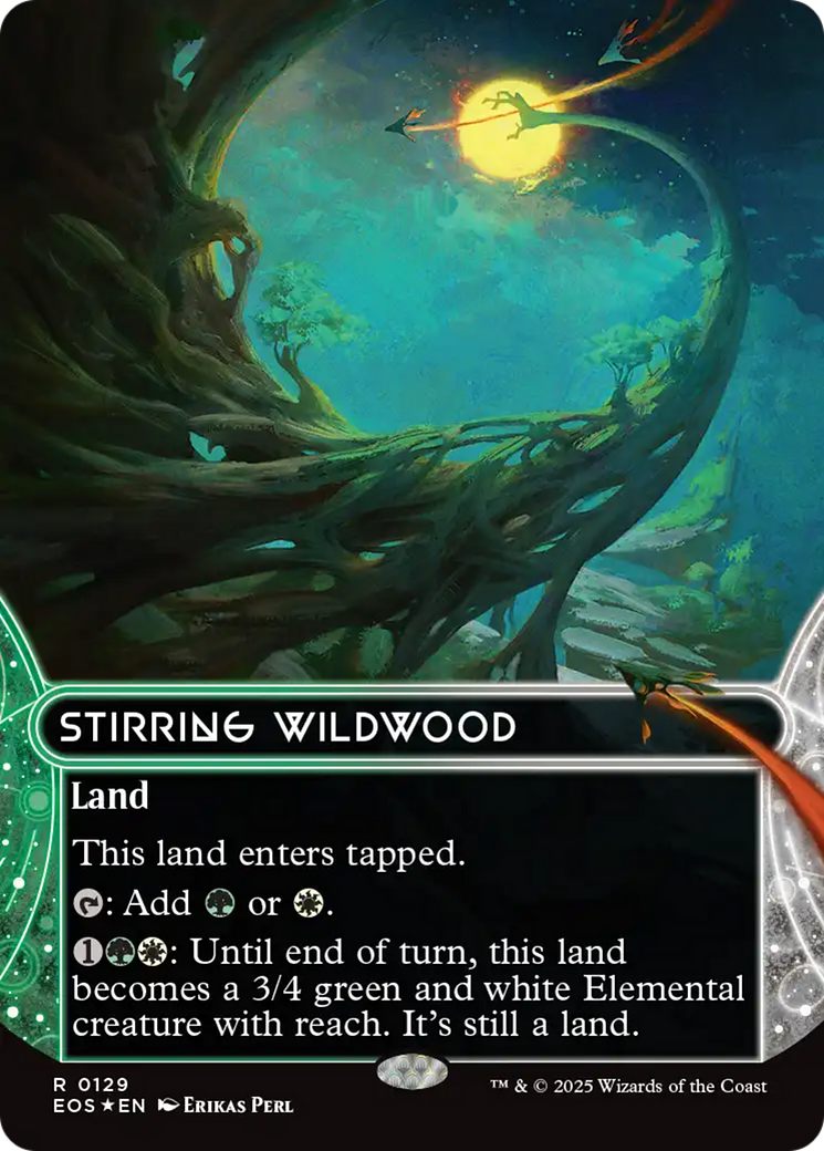 Stirring Wildwood (0129) (Borderless) (Galaxy Foil) [Edge of Eternities: Stellar Sights] | Cards and Coasters CA
