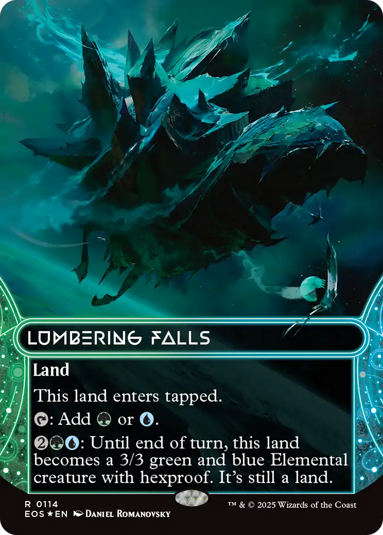 Lumbering Falls (0114) (Borderless) (Galaxy Foil) [Edge of Eternities: Stellar Sights] | Cards and Coasters CA