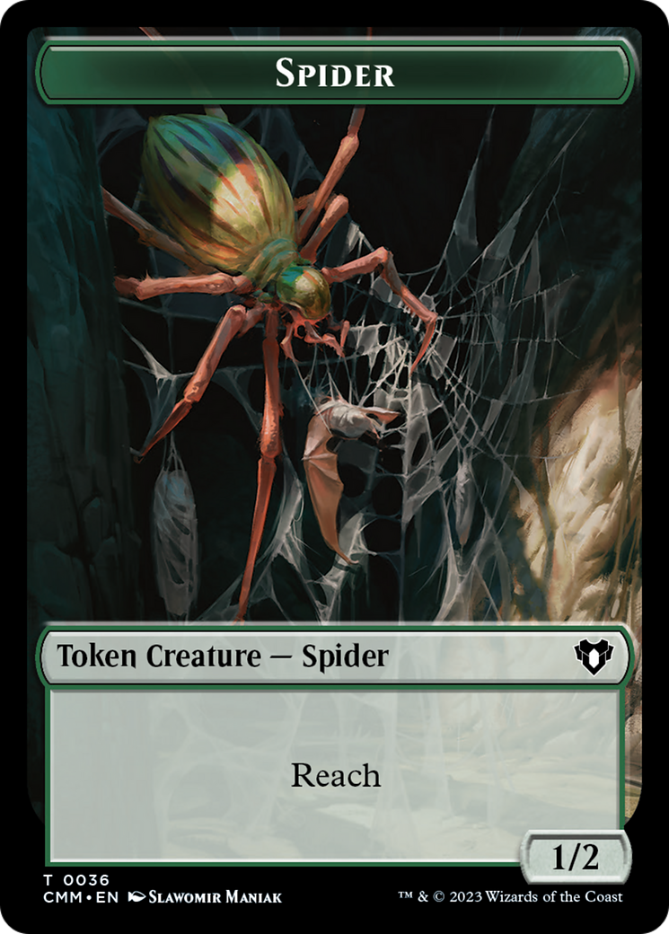 Spirit (0039) // Spider Double-Sided Token [Commander Masters Tokens] | Cards and Coasters CA