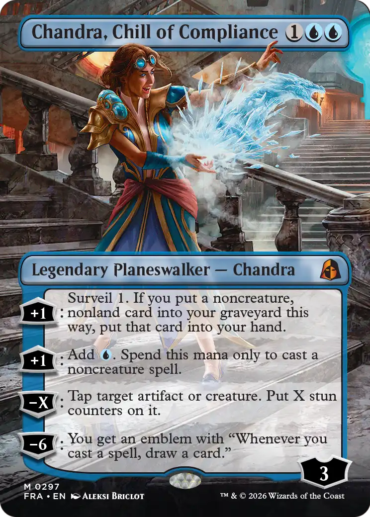 Chandra, Chill of Compliance (Borderless) [Reality Fracture] | Cards and Coasters CA