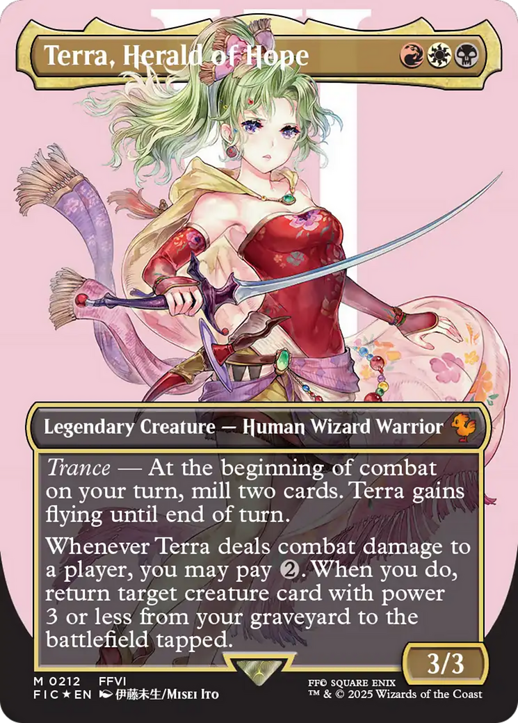 Terra, Herald of Hope (Borderless) (Surge Foil) [FINAL FANTASY Commander] | Cards and Coasters CA