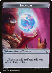 Treasure (20) // Teferi Akosa of Zhalfir Emblem Double-Sided Token [March of the Machine Tokens] | Cards and Coasters CA