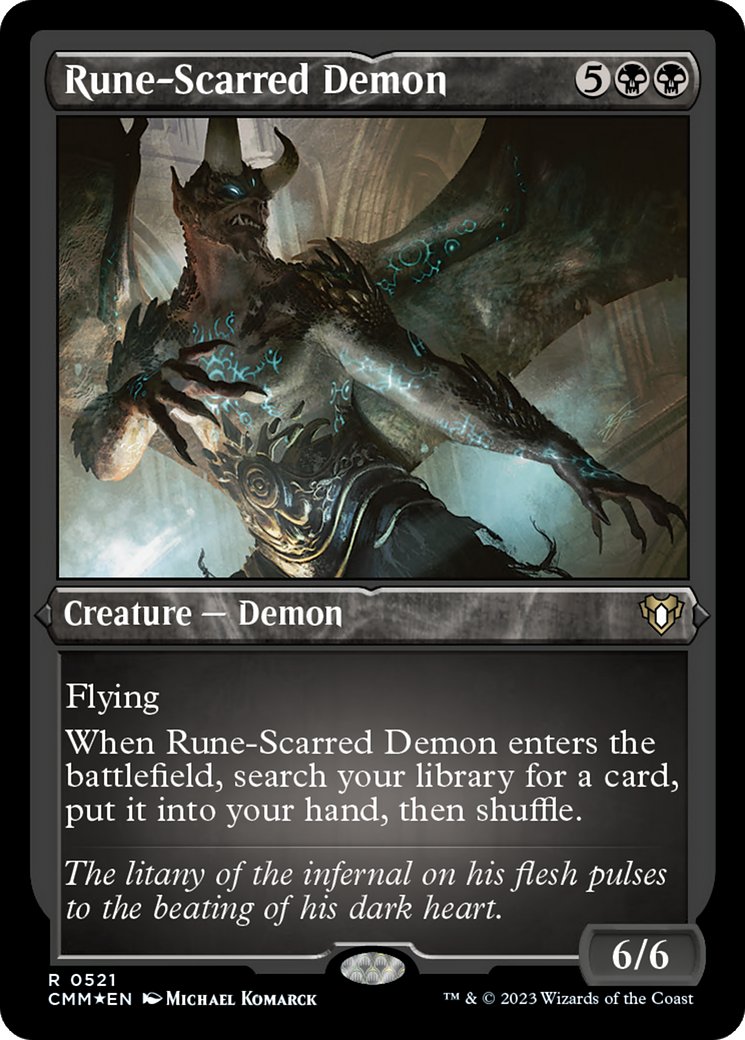 Rune-Scarred Demon (Foil Etched) [Commander Masters] | Cards and Coasters CA