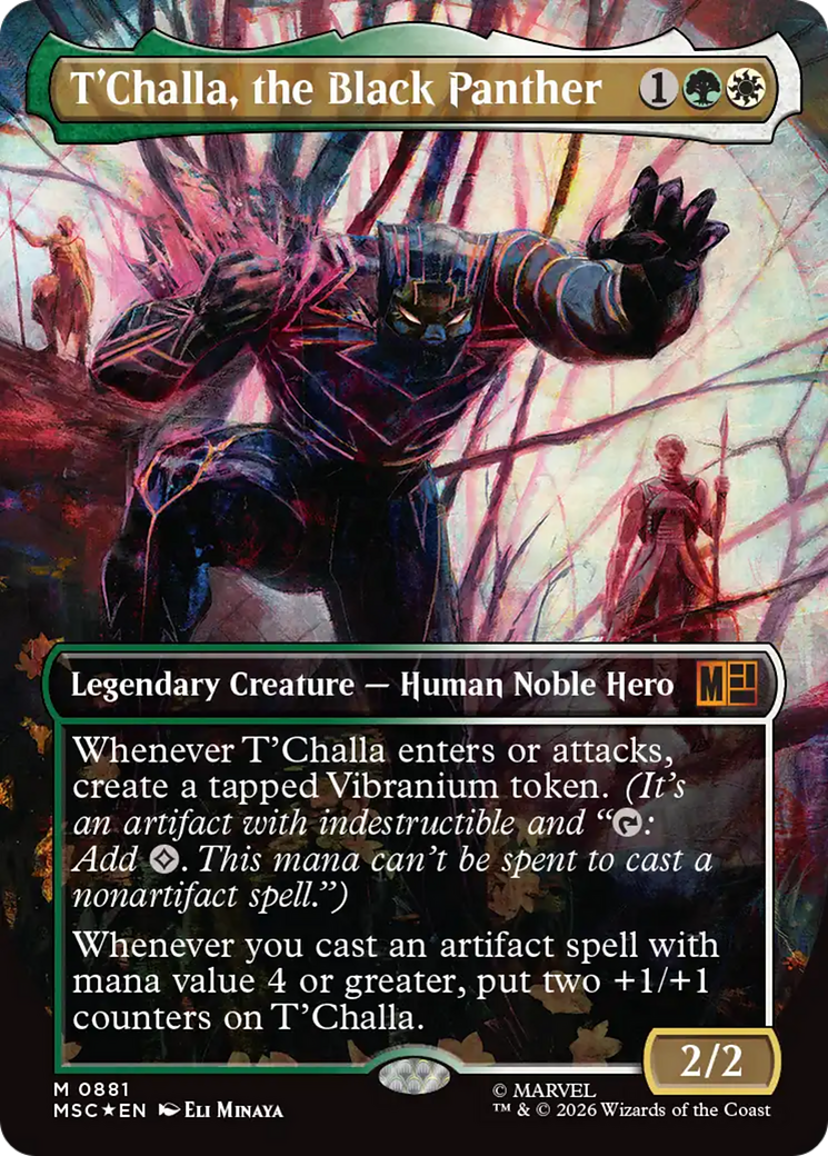 T'Challa, the Black Panther (Borderless) (Surge Foil) [Marvel Super Heroes Commander] | Cards and Coasters CA