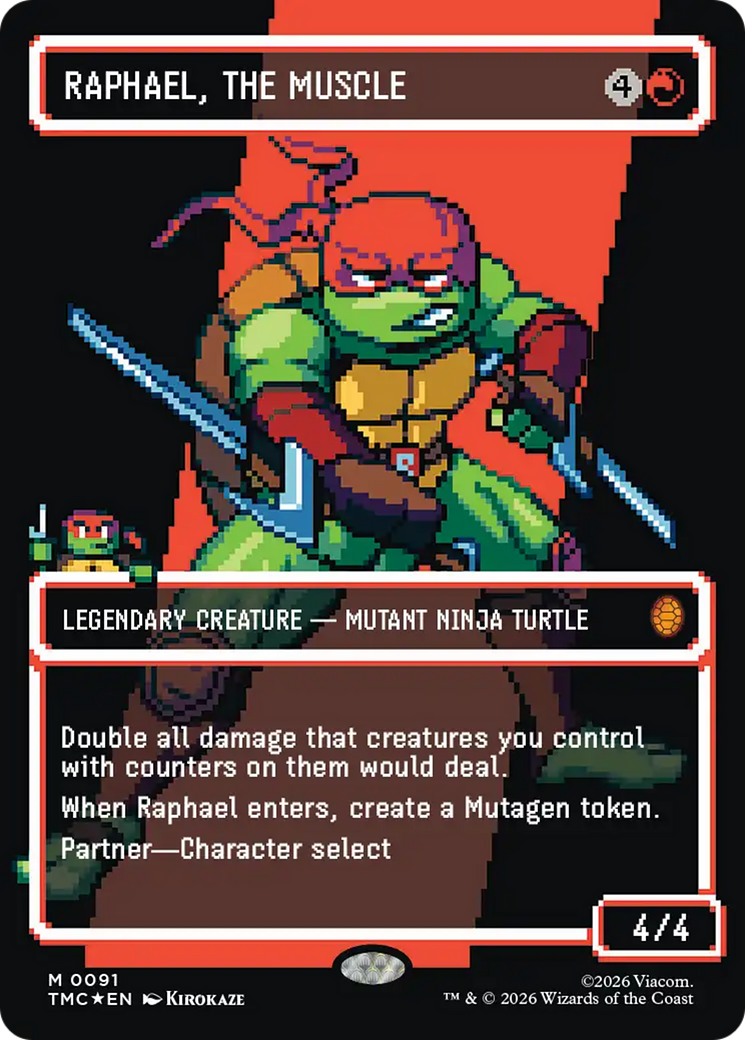 Raphael, the Muscle (0091) (Borderless) (Surge Foil) [Teenage Mutant Ninja Turtles Commander] | Cards and Coasters CA