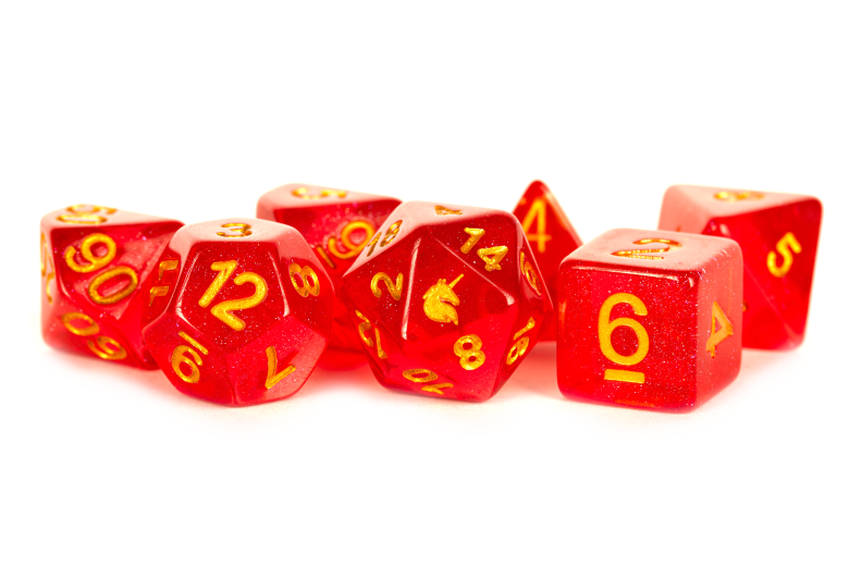 FanRoll Dice Set: Unicorn Red | Cards and Coasters CA