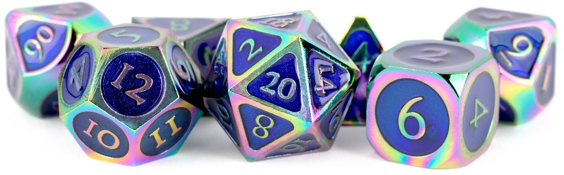 FanRoll Dice Set: Rainbow with Blue | Cards and Coasters CA