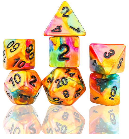 Sirius Dice: Celestial Rainbow Gold Dice Set | Cards and Coasters CA