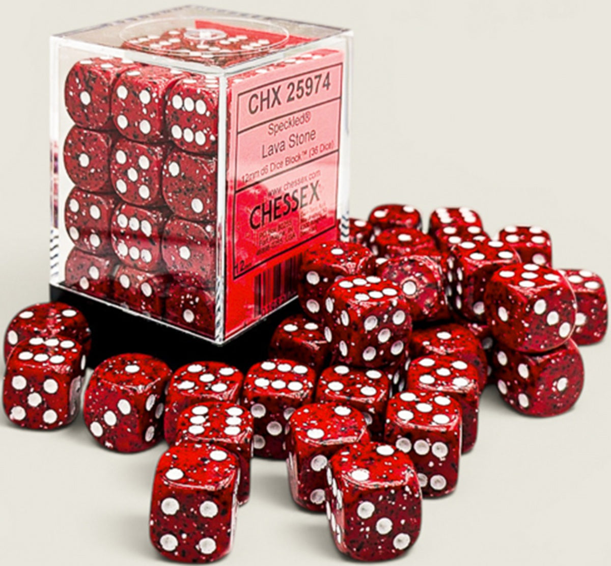 Chessex 36D6 - Speckled Lava Stone | Cards and Coasters CA