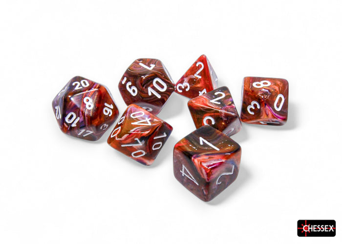 Chessex Set of 7 Dice - symphony/white | Cards and Coasters CA