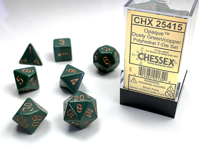 Chessex RPG Dice Set: Dusty Green and Copper | Cards and Coasters CA