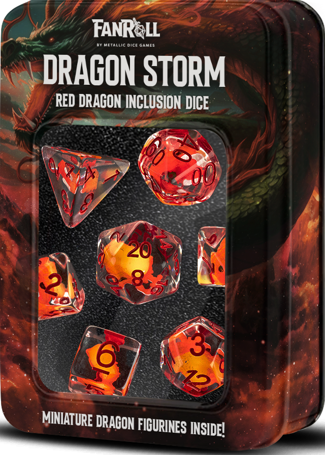 FanRoll Dice: Resin Dice Dragon Storm Red | Cards and Coasters CA