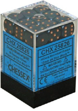 Chessex - Qpaque Dusty Blue and Copper- 36 D6 Cube | Cards and Coasters CA