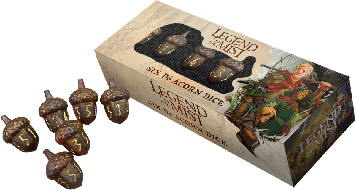 FanRoll Dice: Legend In The Mist Resin D6 Acorn Dice Set | Cards and Coasters CA