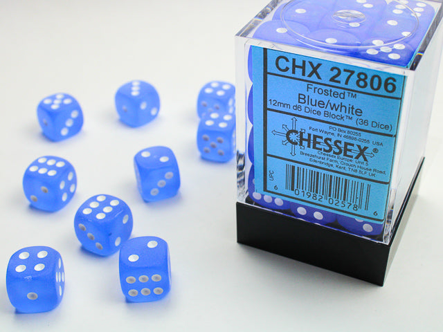 Chessex - Frosted Blue White D6 | Cards and Coasters CA