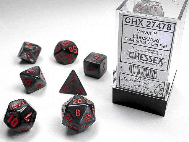 Chessex Dice set Velvet Black/Red | Cards and Coasters CA