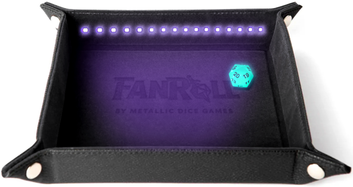 Fanroll: Blacklight Dice Tray and D20 | Cards and Coasters CA