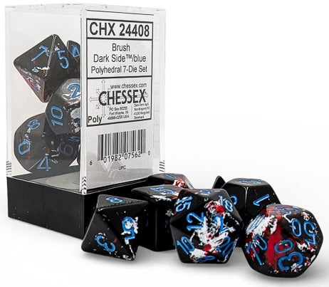 Chessex 7 Die Set Polyhedral Dark Side/Blue | Cards and Coasters CA