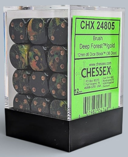 Chessex 36D6 Deep Forest/Gold | Cards and Coasters CA