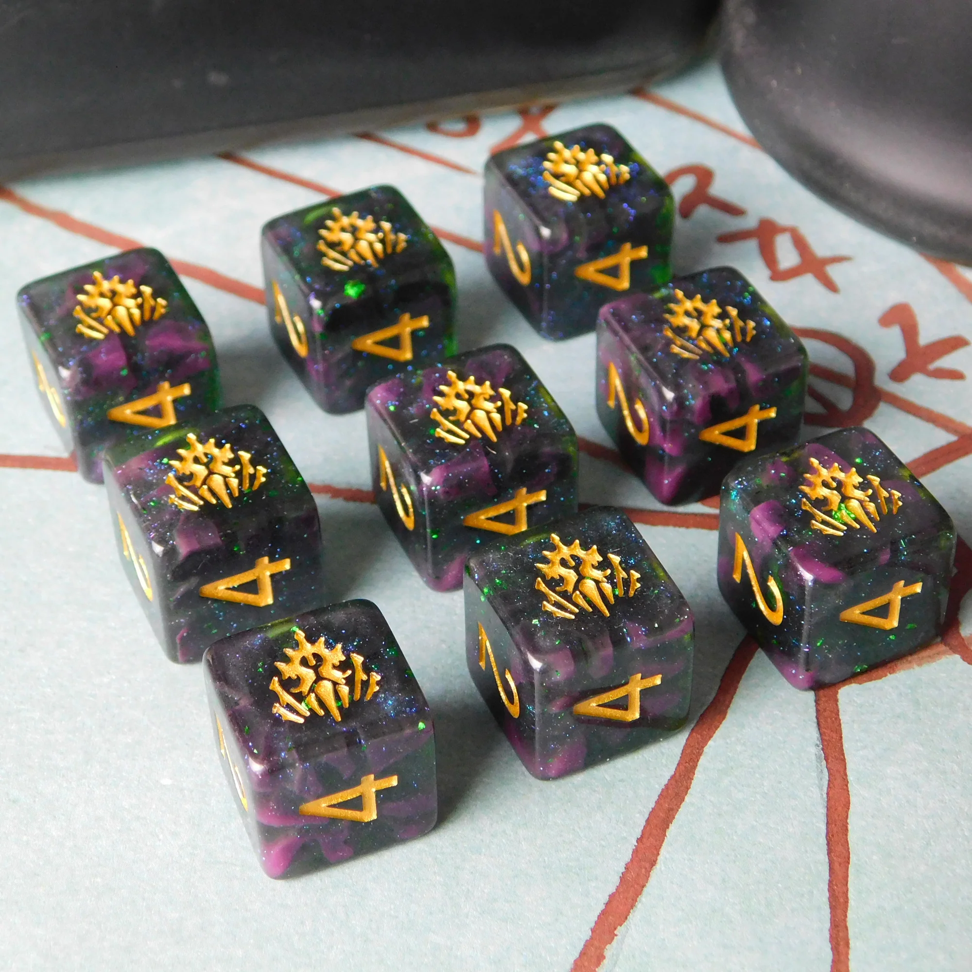 Infinite Black Dice set D6: Dragon Glass Wax | Cards and Coasters CA