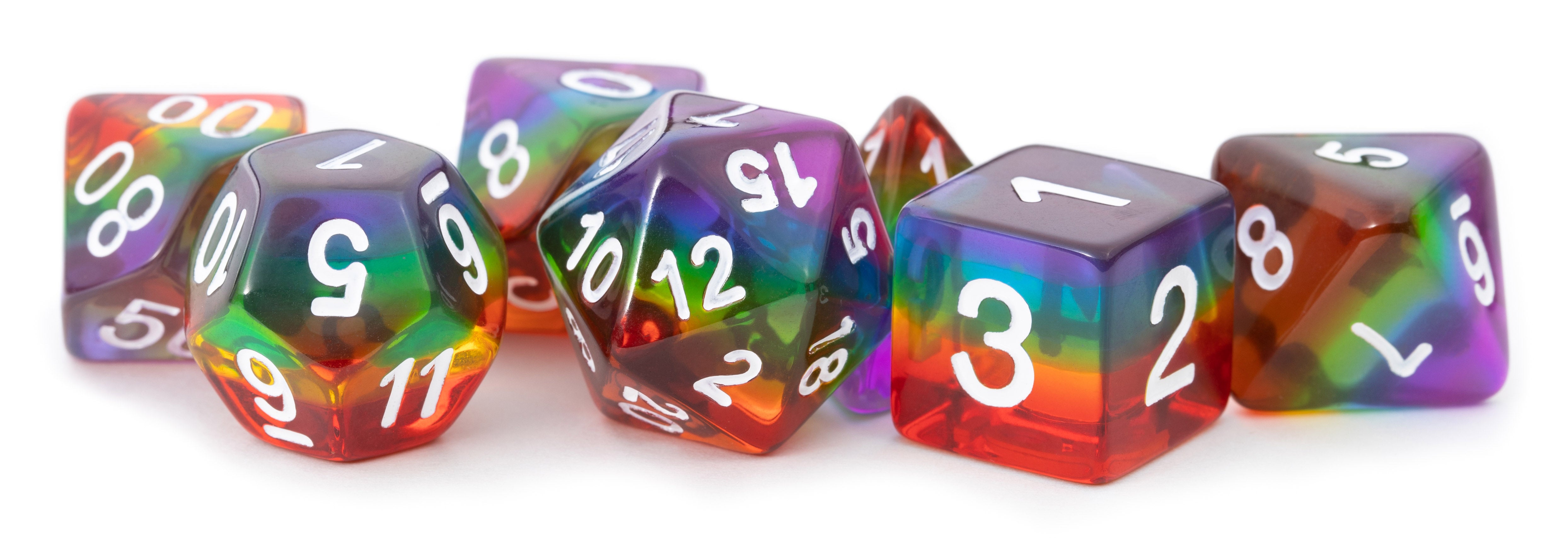 FanRoll Dice Set: Translucent Rainbow | Cards and Coasters CA