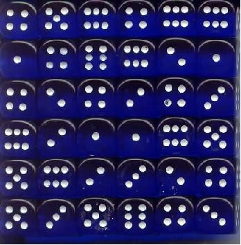 Chessex - Translucent Blue and White - 36 D6 Cube | Cards and Coasters CA
