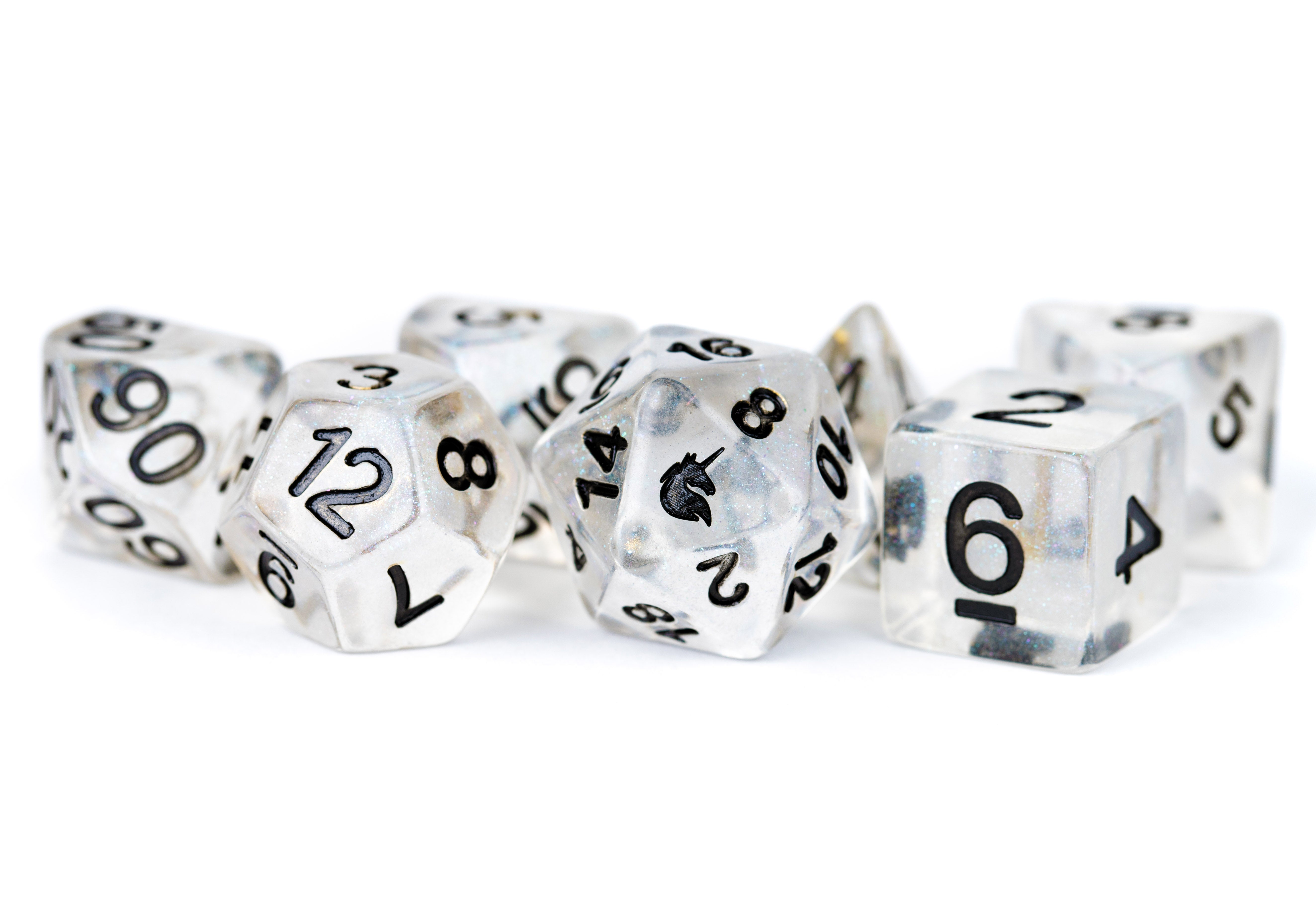 Resin 7 Dice Set Unicorn Ice | Cards and Coasters CA