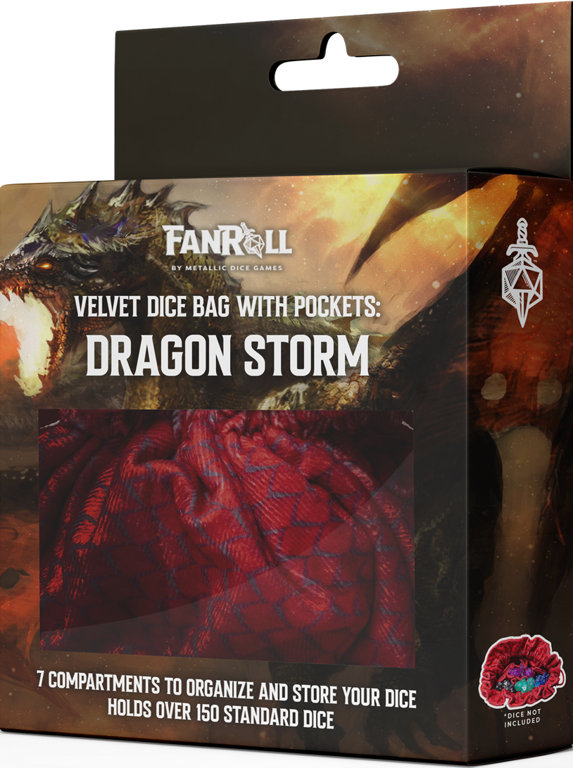 Velvet Dice Bag: Dragon Storm Red | Cards and Coasters CA