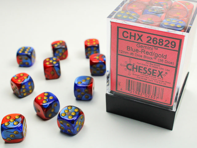 Chessex - Gemini Blue Red Gold D6 | Cards and Coasters CA