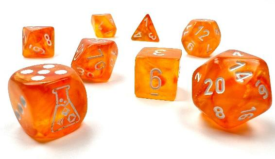 Chessex - Blood Orange set of  7 dice | Cards and Coasters CA
