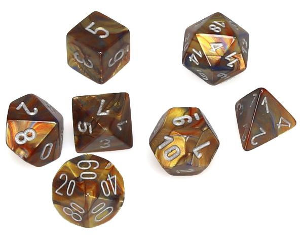 Chessex Dice mini Lustrous dice Gold/Silver | Cards and Coasters CA