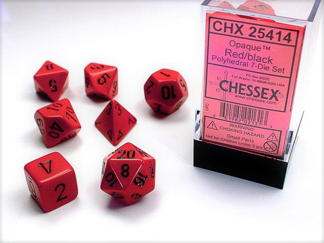 Chessex Dice Set: Opaque Red with Black | Cards and Coasters CA