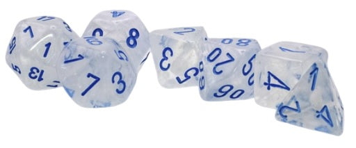 Borealis 7 Dice Set Mega-Hedral Icicle Light Blue Luminary | Cards and Coasters CA