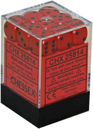 Chessex - Opaque - D6 Cube Black/Red/ 12 mm | Cards and Coasters CA