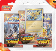 Pokemon: Surging Sparks Blister Pack 3 Pack | Cards and Coasters CA