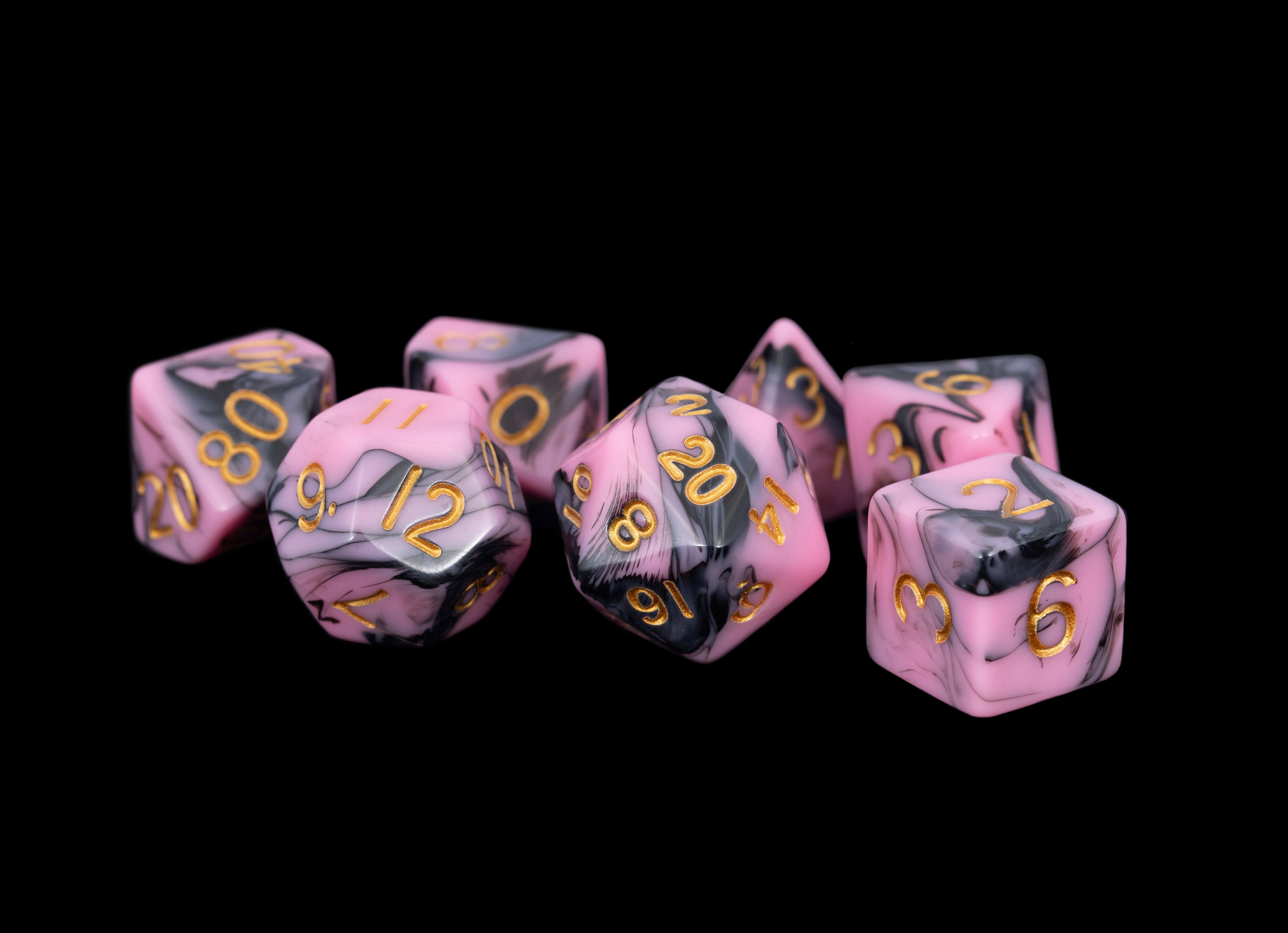 FanRoll Dice Set Pink/Black/Gold | Cards and Coasters CA