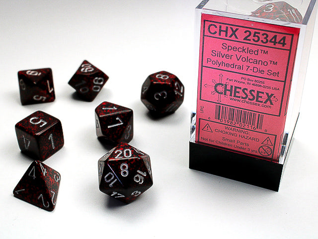 Chessex -Speckled Silver Volcano - Dice set 7 | Cards and Coasters CA