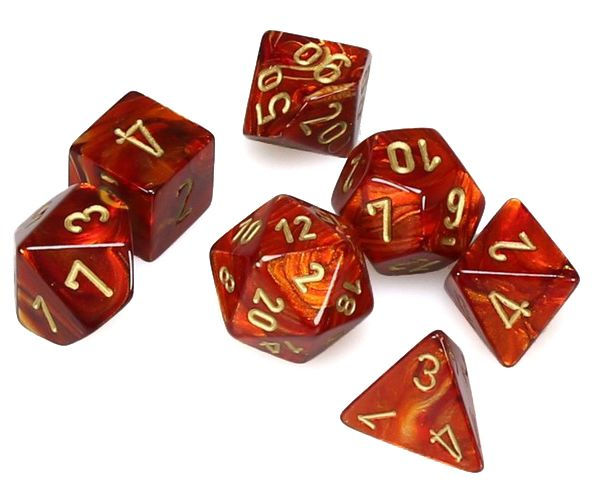 Chessex Dice Mini Dice Scarlet/Gold | Cards and Coasters CA