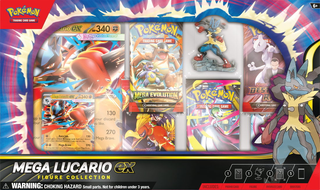 Pokemon: Mega Evolution: Mega Lucario EX Figure Collection | Cards and Coasters CA