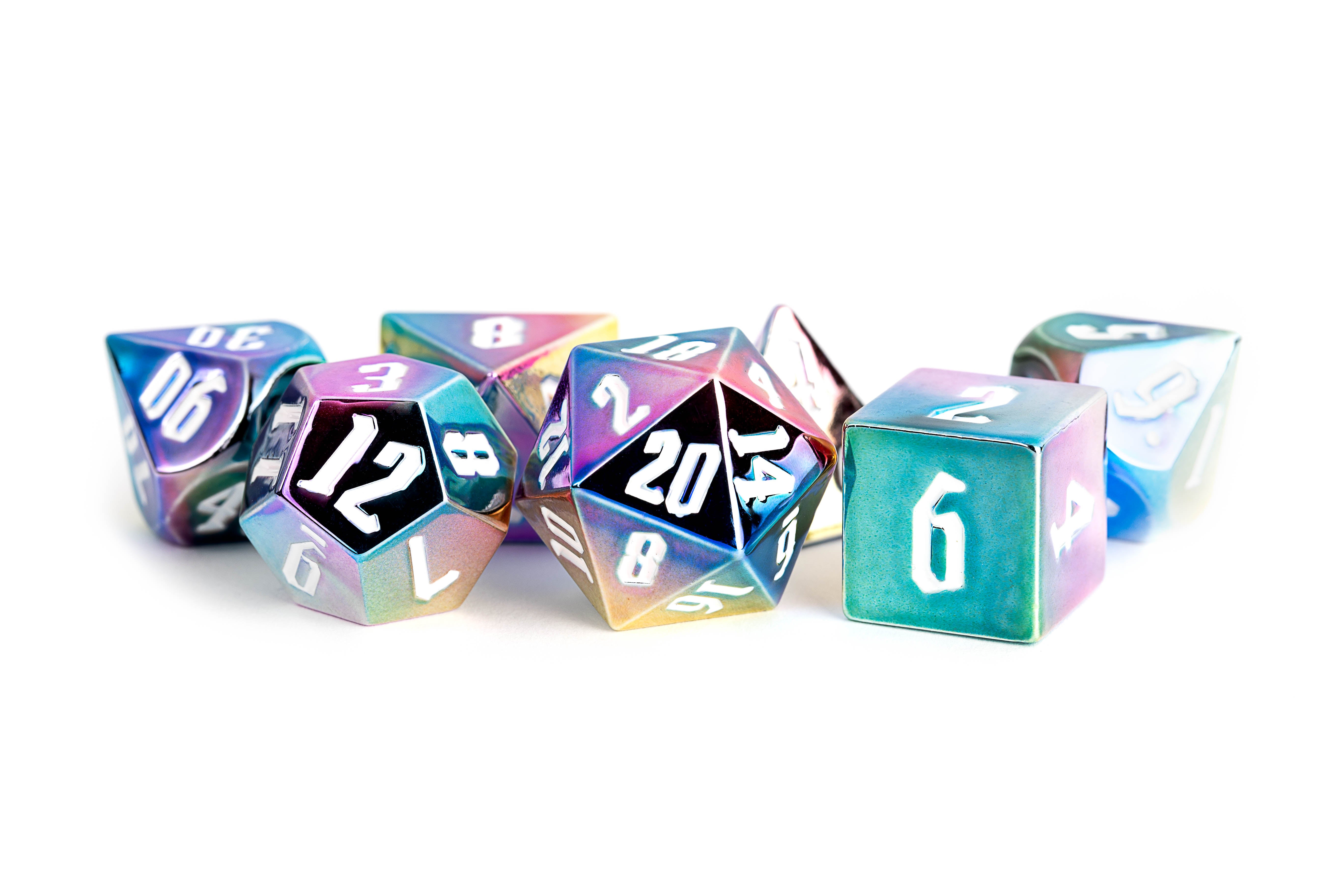 FanRoll Dice: Enamel Acrylic set Rainbow | Cards and Coasters CA