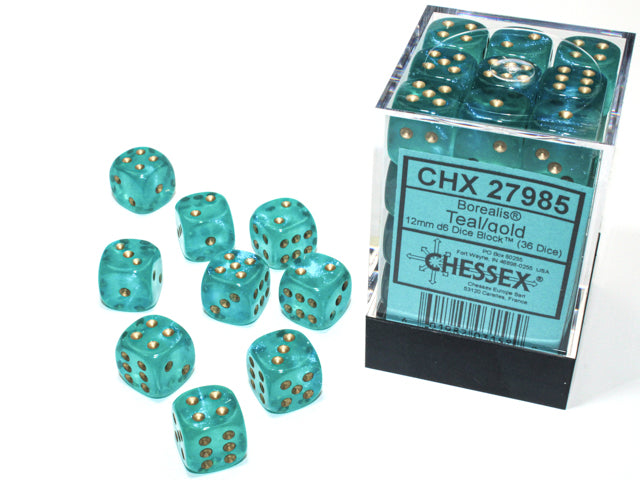Chessex BOREALIS  Teal / Gold Luminary | Cards and Coasters CA