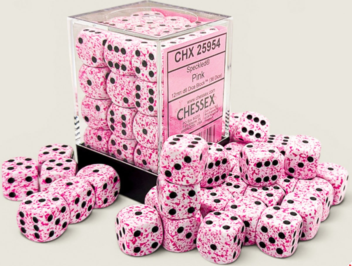 Chessex 36D6 - Speckled Pink | Cards and Coasters CA